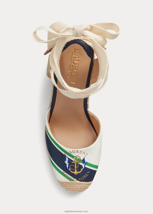 Ralph Lauren naised paislee lõuend espadrill PR0V9722 looduslik/rafineeritud merevägi