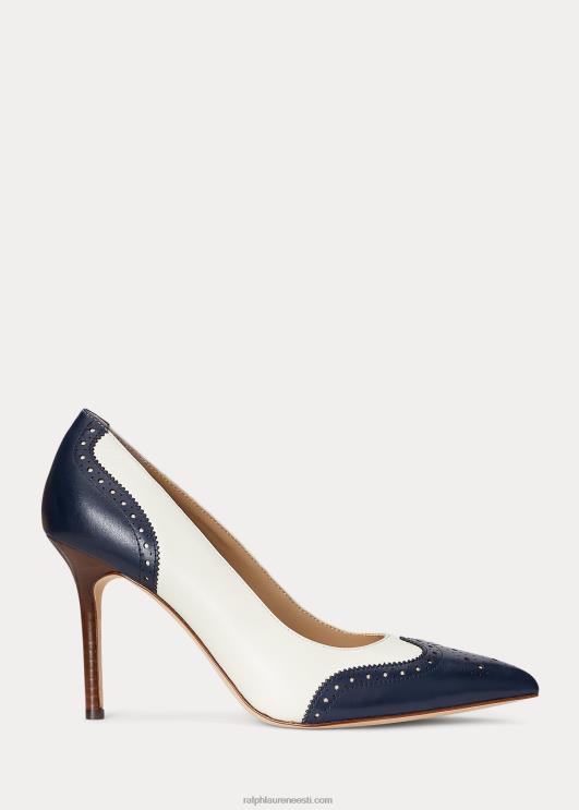 Ralph Lauren naised lynden nappa & poleeritud nahast pump PR0V5106 rafineeritud merevägi/vanilje