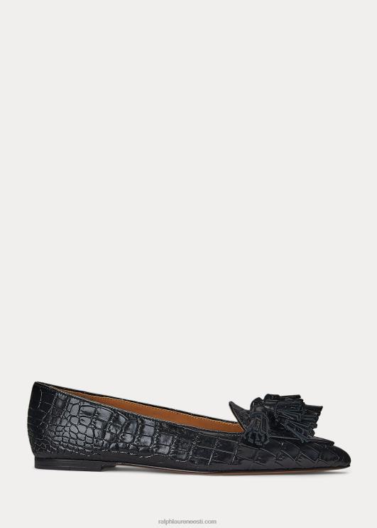 Ralph Lauren naised ashtyn reljeefsest nahast loafer PR0V9614 must