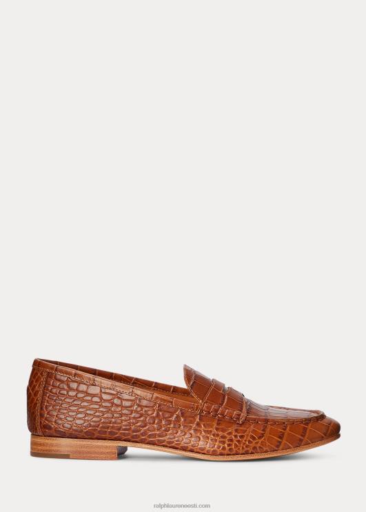 Ralph Lauren naised ashtyn reljeefsest nahast loafer PR0V9615 cuoio