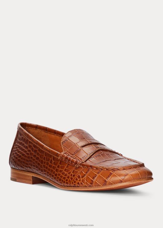Ralph Lauren naised ashtyn reljeefsest nahast loafer PR0V9615 cuoio