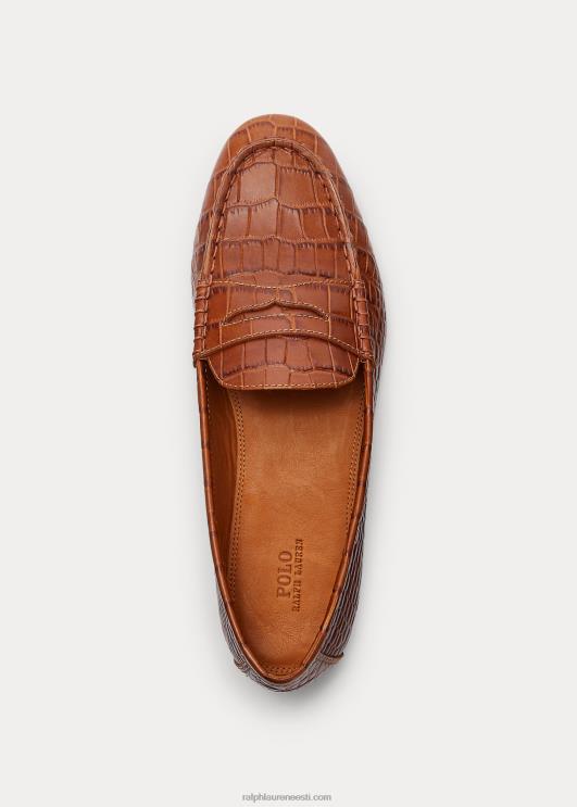 Ralph Lauren naised ashtyn reljeefsest nahast loafer PR0V9615 cuoio