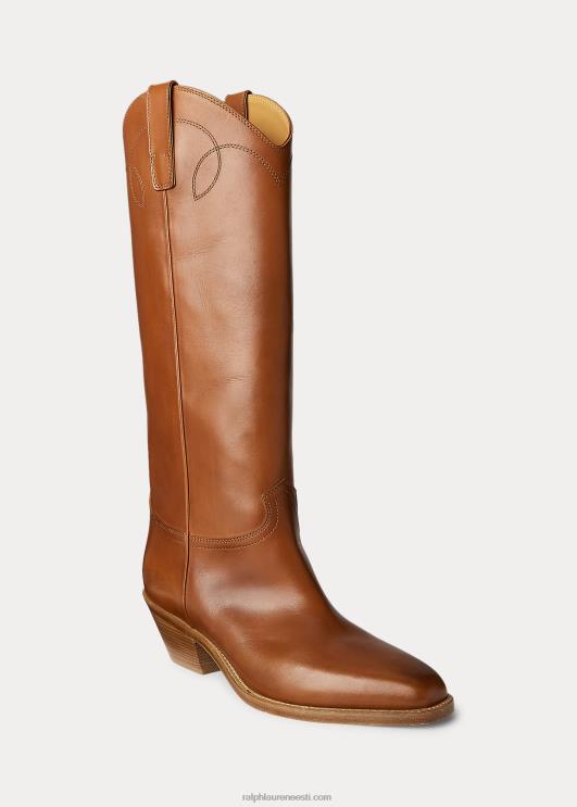 Ralph Lauren naised jaelynne viimistletud vasikanahast kõrge saabas PR0V9706 rl kuld