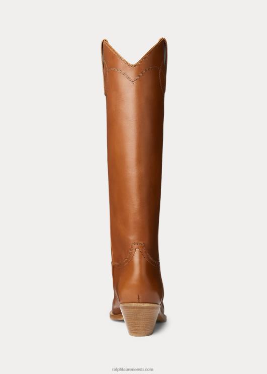 Ralph Lauren naised jaelynne viimistletud vasikanahast kõrge saabas PR0V9706 rl kuld