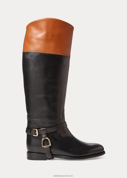 Ralph Lauren naised sade poleeritud vasikanahast ratsasaabas PR0V9707 must/pruun