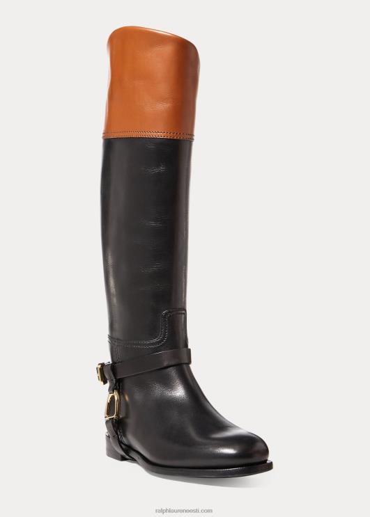 Ralph Lauren naised sade poleeritud vasikanahast ratsasaabas PR0V9707 must/pruun