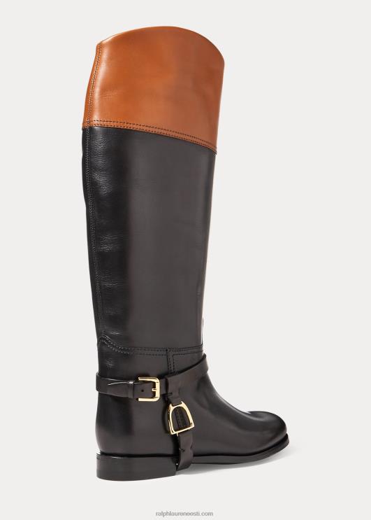 Ralph Lauren naised sade poleeritud vasikanahast ratsasaabas PR0V9707 must/pruun