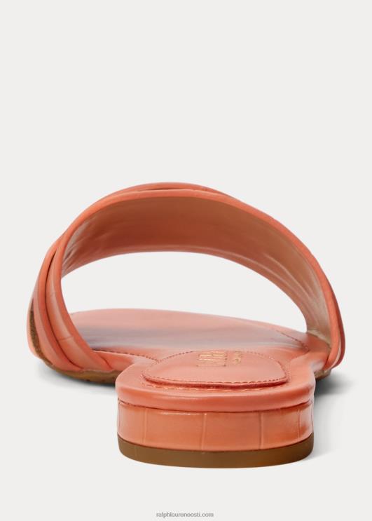Ralph Lauren naised alegra krokodilliga reljeefne nahast sandaal PR0V9716 sadamaäärne korall