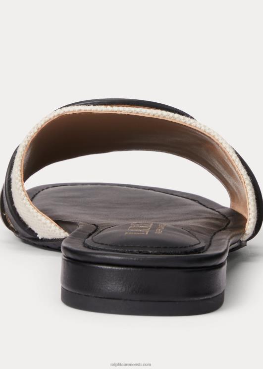 Ralph Lauren naised alegra lõuend-nahast liugusandaal PR0V4988 naturaalne/must