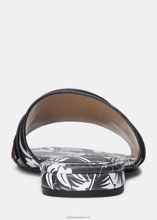 Ralph Lauren naised alegra lilleline nahast liugusandaal PR0V4990 must valge