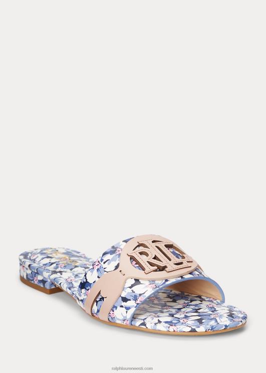Ralph Lauren naised alegra lilleline nahast liugusandaal PR0V4995 sinine/kreem/roosa