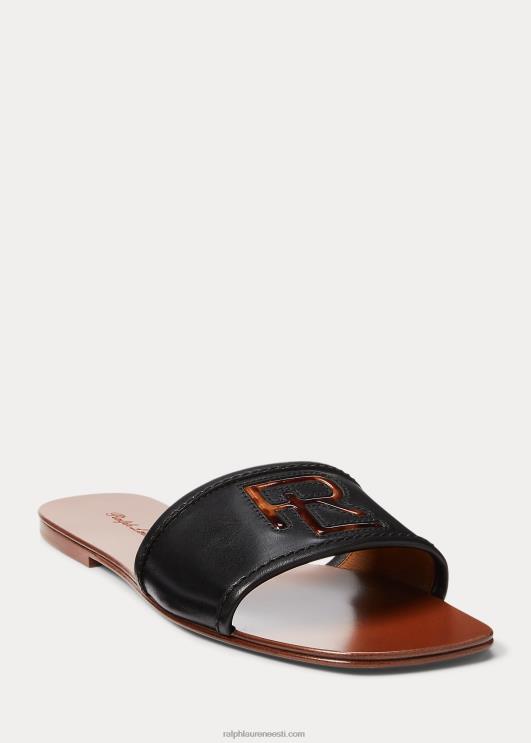 Ralph Lauren naised andela poleeritud vasikanahast liugusandaal PR0V4980 must
