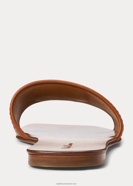 Ralph Lauren naised andela poleeritud vasikanahast liugusandaal PR0V4981 rl kuld/pruun multi