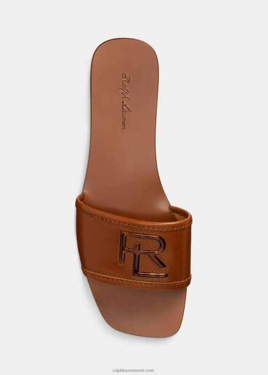 Ralph Lauren naised andela poleeritud vasikanahast liugusandaal PR0V4981 rl kuld/pruun multi