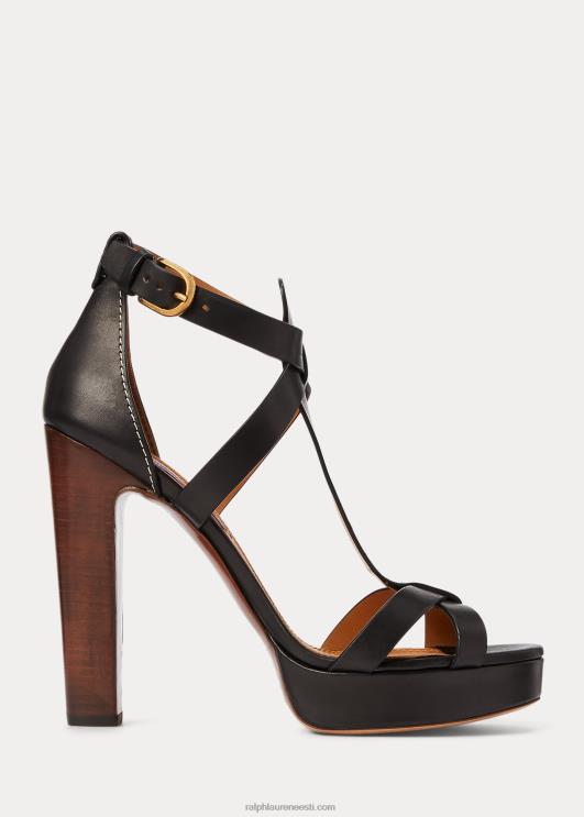 Ralph Lauren naised dakota poleeritud vasikanahast sandaal PR0V9654 must