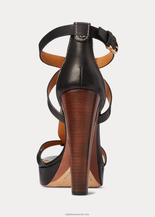 Ralph Lauren naised dakota poleeritud vasikanahast sandaal PR0V9654 must