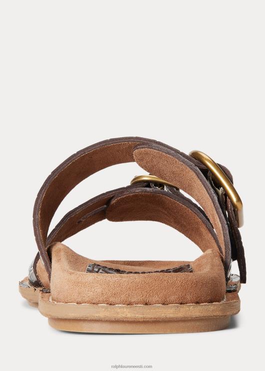 Ralph Lauren naised ezra krokodilliga reljeefne nahast sandaal PR0V4967 šokolaadi