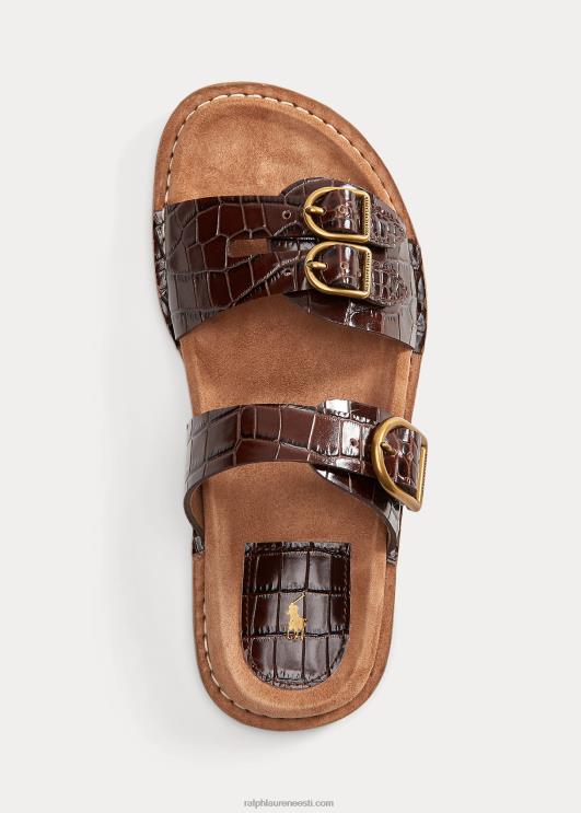 Ralph Lauren naised ezra krokodilliga reljeefne nahast sandaal PR0V4967 šokolaadi