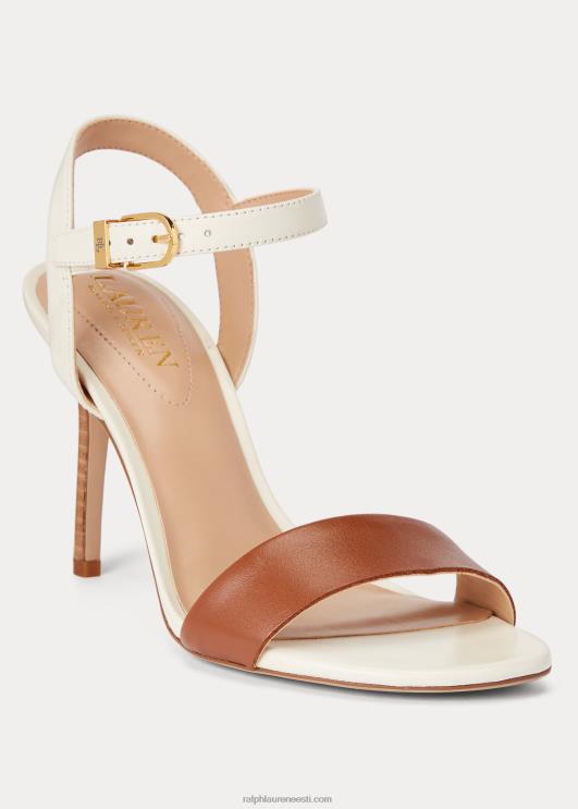 Ralph Lauren naised gwen nappa nahast sandaalid PR0V5018 sügav sadulapruun/vanill