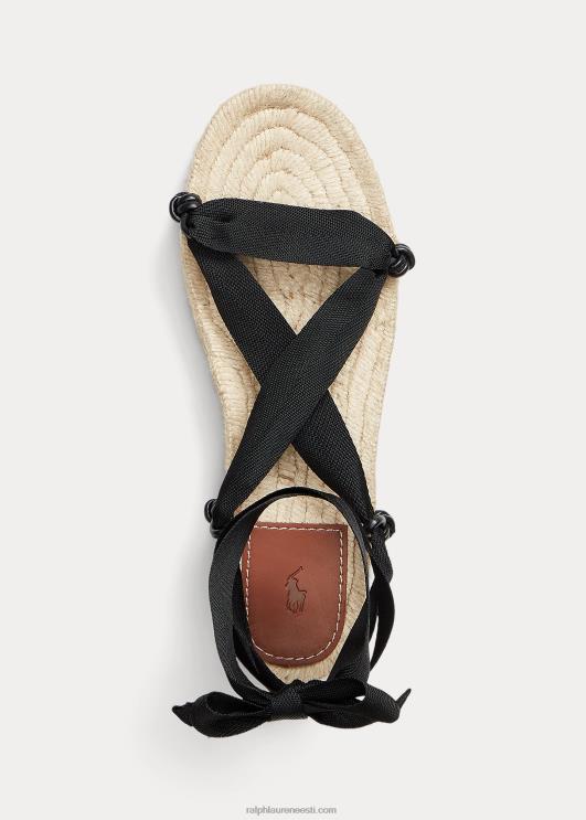 Ralph Lauren naised nööritavad espadrill-sandaalid PR0V4966 must