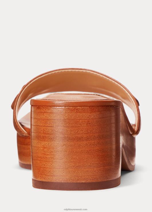 Ralph Lauren naised roxanne nappa nahast sandaalid PR0V5013 sügav sadulapruun