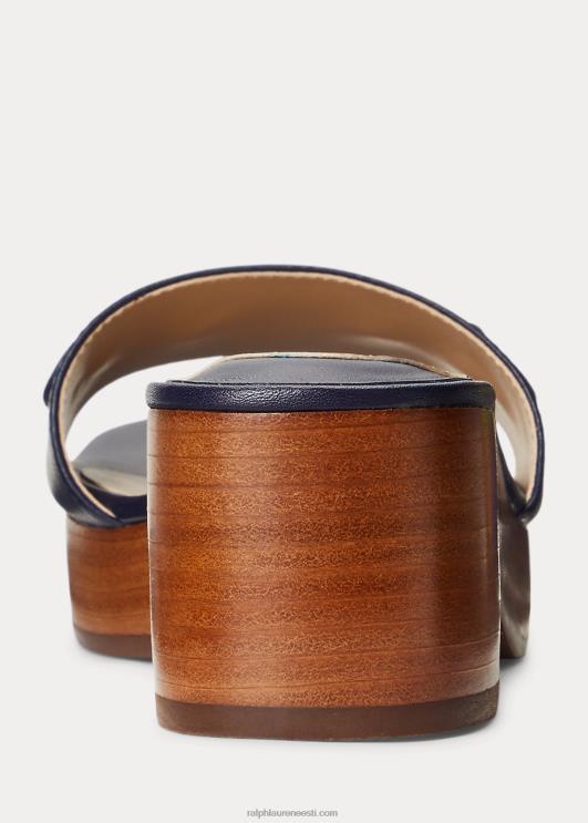 Ralph Lauren naised roxanne nappa nahast sandaalid PR0V5015 rafineeritud merevägi