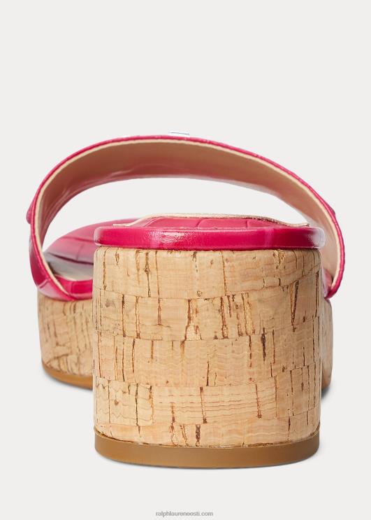 Ralph Lauren naised roxanne reljeefne nahast sandaal PR0V5029 spordiroosa