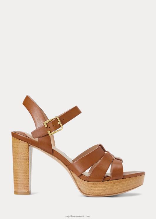 Ralph Lauren naised soffia poleeritud nahast sandaal PR0V4997 sügav sadulapruun