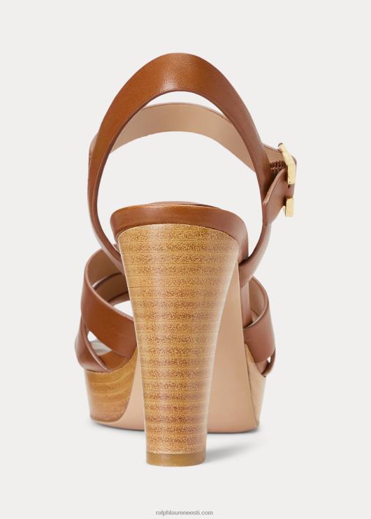 Ralph Lauren naised soffia poleeritud nahast sandaal PR0V4997 sügav sadulapruun