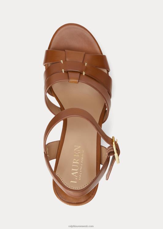 Ralph Lauren naised soffia poleeritud nahast sandaal PR0V4997 sügav sadulapruun