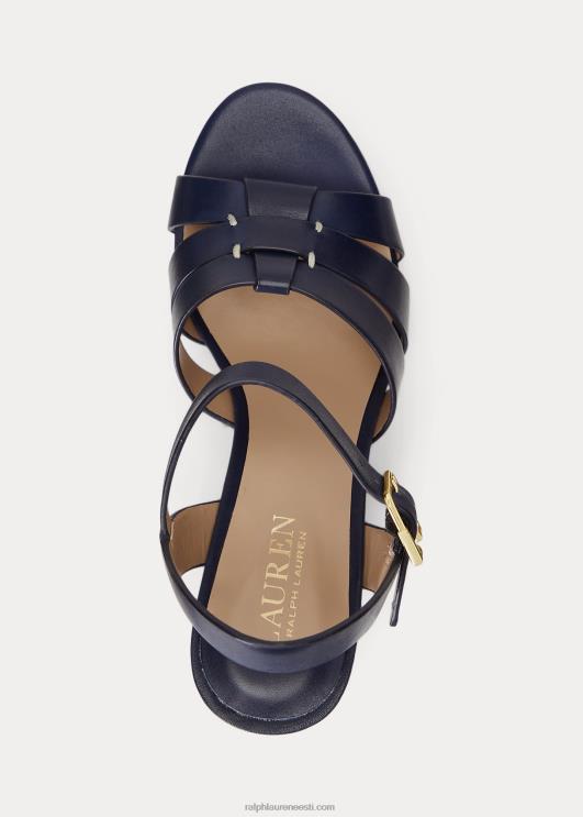 Ralph Lauren naised soffia poleeritud nahast sandaal PR0V4998 rafineeritud merevägi