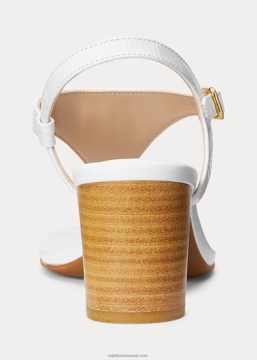 Ralph Lauren naised westcott ii reljeefsed nahast sandaalid PR0V5010 rl valge