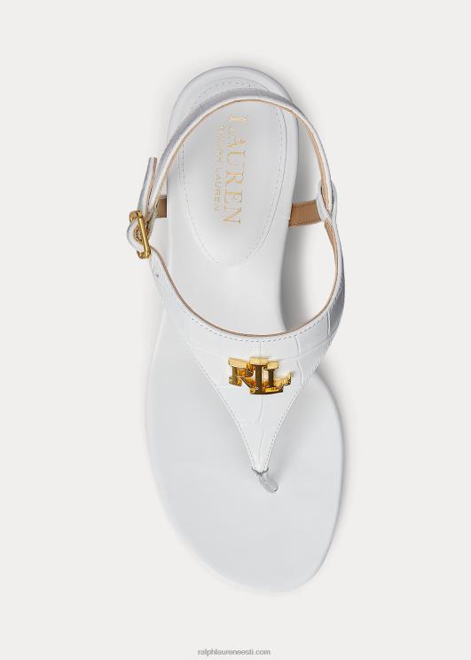 Ralph Lauren naised westcott ii reljeefsed nahast sandaalid PR0V5010 rl valge