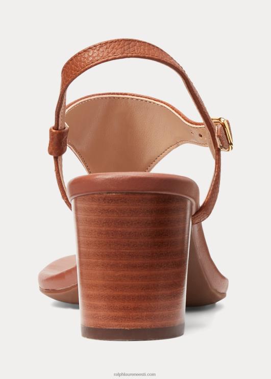 Ralph Lauren naised westcott ii trummeldatud nahast sandaalid PR0V5008 sügav sadulapruun