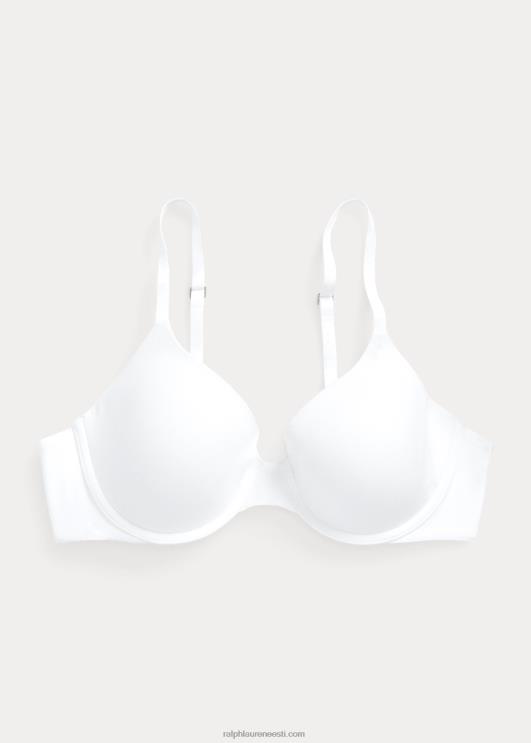 Ralph Lauren naised elastse puuvillasegune t-särgi rinnahoidja PR0V3379 valge pilv