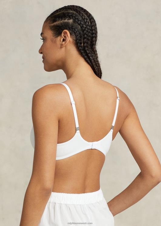 Ralph Lauren naised elastse puuvillasegune t-särgi rinnahoidja PR0V3379 valge pilv