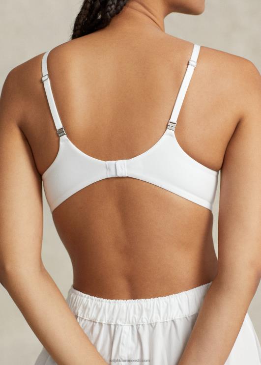 Ralph Lauren naised elastse puuvillasegune t-särgi rinnahoidja PR0V3379 valge pilv