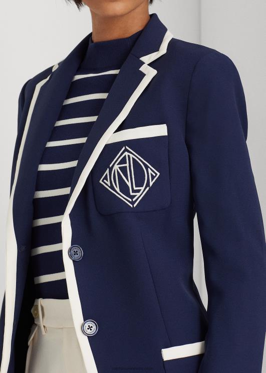 Ralph Lauren naised kahetooniline georgette bleiser PR0V4007 rafineeritud merevärv/kreem