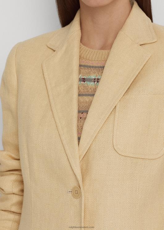 Ralph Lauren naised kalasaba linane bleiser PR0V4041 vanaaegne kreem