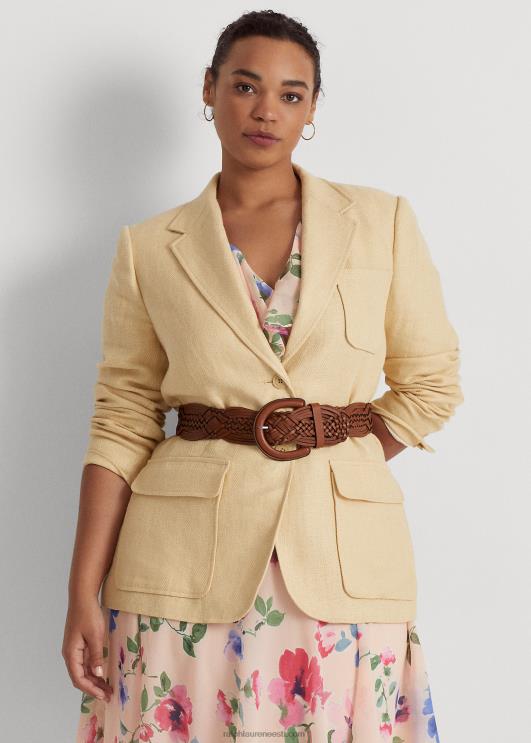 Ralph Lauren naised kalasaba linane bleiser PR0V4689 vanaaegne kreem