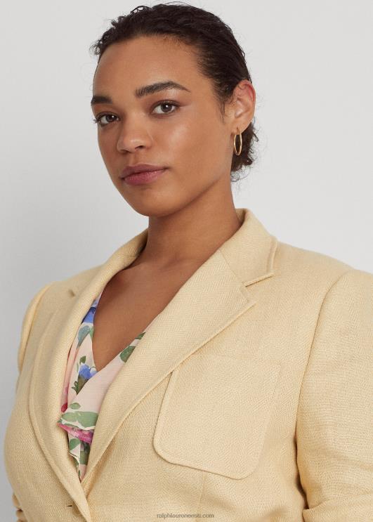 Ralph Lauren naised kalasaba linane bleiser PR0V4689 vanaaegne kreem