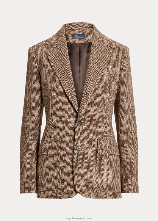 Ralph Lauren naised kalasabast linasest segust bleiser PR0V9171 pruun/kreemikas kalasaba