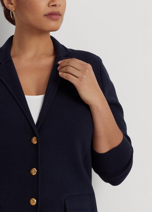 Ralph Lauren naised kammitud puuvillane bleiser PR0V4738 merevägi