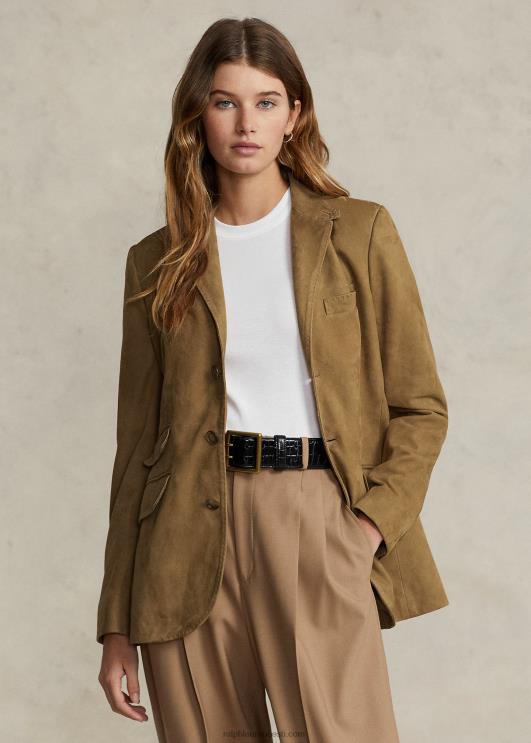 Ralph Lauren naised lambanahast seemisnahast häkkimisbleiser PR0V3223 montana khaki