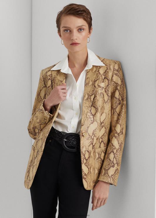 Ralph Lauren naised püütoni reljeefne nahast bleiser PR0V9531 tan multi