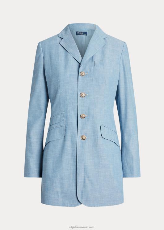 Ralph Lauren naised pikk chambray puuvillane bleiser PR0V3094 chambray