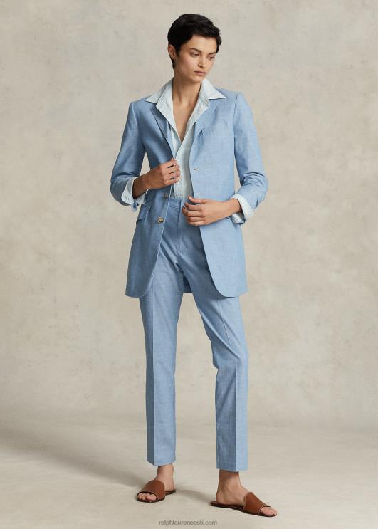 Ralph Lauren naised pikk chambray puuvillane bleiser PR0V3094 chambray