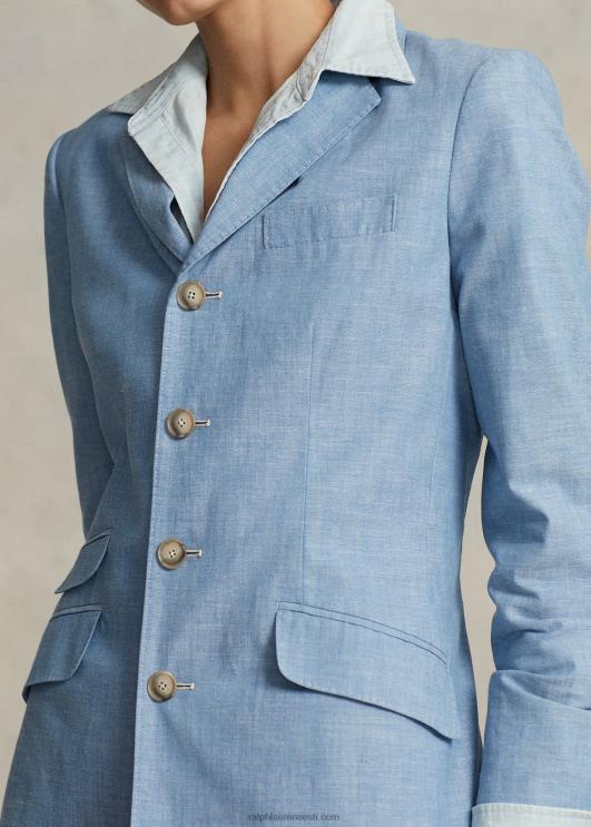 Ralph Lauren naised pikk chambray puuvillane bleiser PR0V3094 chambray