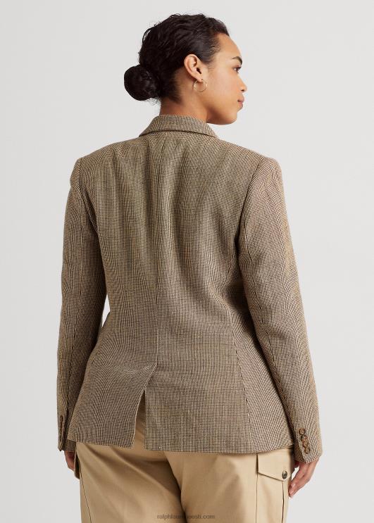 Ralph Lauren naised puuvillane-linane toimse bleiser PR0V4784 pruun multi