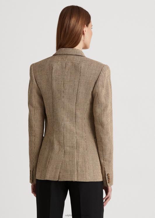 Ralph Lauren naised puuvillane-linane toimse bleiser PR0V9524 pruun multi